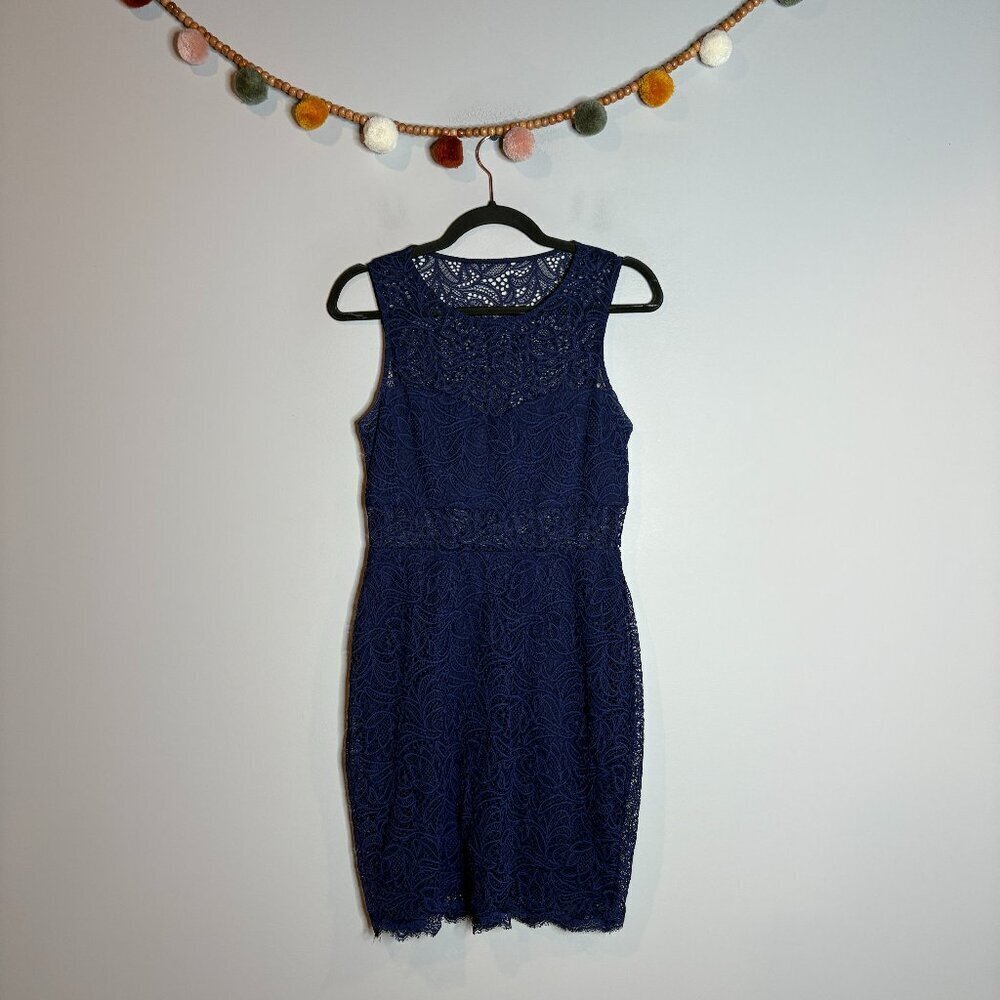 Express navy blue lacy cut out dress